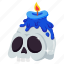 skull, candle, flame, halloween 
