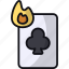 poker card, burn, magic trick, clover card, fire 