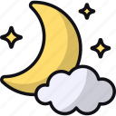 moon, night, cloud, sky, weather, crescent