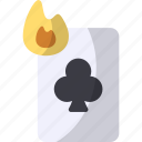 poker card, burn, magic trick, clover card, fire