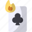 poker card, burn, magic trick, clover card, fire 