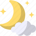 moon, night, cloud, sky, weather, crescent