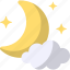 moon, night, cloud, sky, weather, crescent 