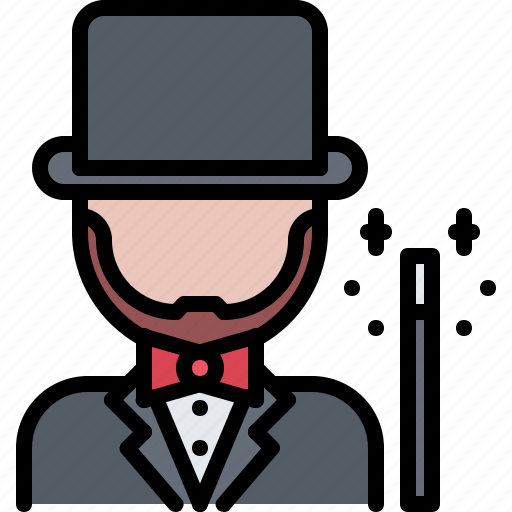 Man, top, hat, wand, magic, trick, magician icon - Download on Iconfinder