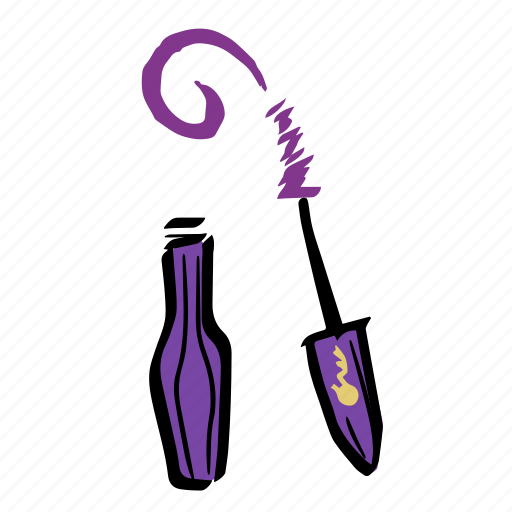 Bottle, brush, illustration, makeup, mascara, purple icon - Download on Iconfinder