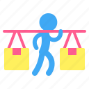 carry, pictogram, delivery, box, man, package