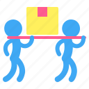 cooperation, pictogram, delivery, box, man, package