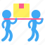 cooperation, pictogram, delivery, box, man, package 