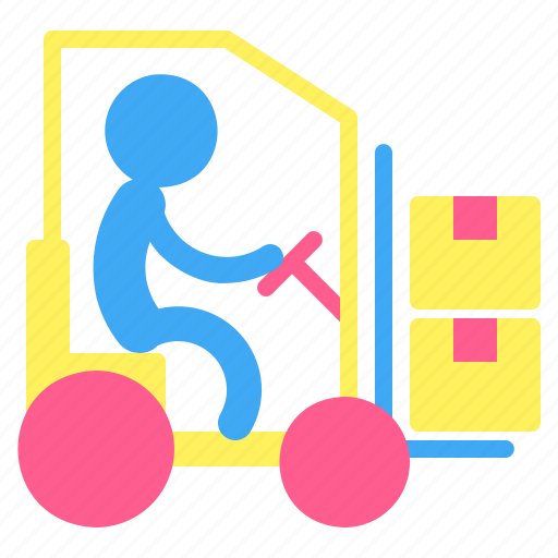 Forklift, pictogram, delivery, box, man, package, transportation icon - Download on Iconfinder
