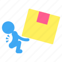 heavy, pictogram, delivery, box, man, package