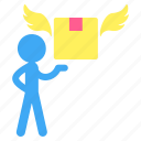 light, pictogram, delivery, box, man, package