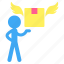light, pictogram, delivery, box, man, package 