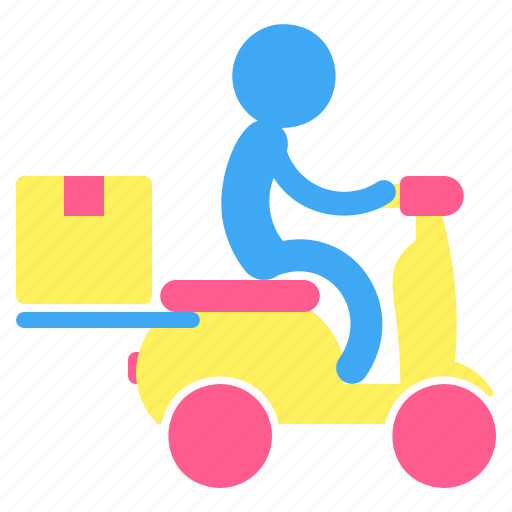 Motorcycle, delivery, pictogram, box, man, package, transportation icon - Download on Iconfinder