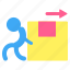 pull, back, pictogram, delivery, box, man, package 