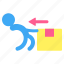 pull, pictogram, delivery, box, man, package 
