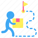 route, pictogram, delivery, box, man, package