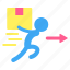 running, pictogram, delivery, box, man, package 