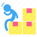 sitting, pictogram, delivery, box, man, package