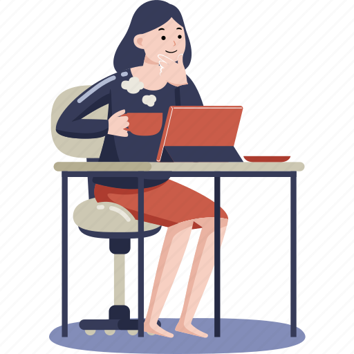 Woman, working, digital, tablet, work, home, business illustration - Download on Iconfinder