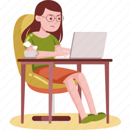 woman, working, laptop, work, home, office, business 