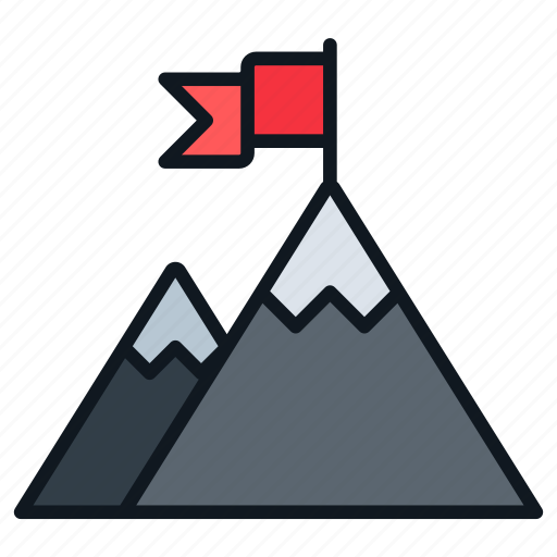 Flag, goal, mountain, moutaintop, success icon - Download on Iconfinder