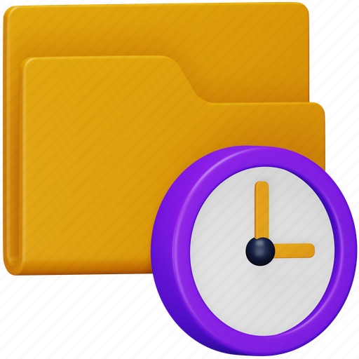 Folder, management, time, document, file, clock, schedule 3D illustration - Download on Iconfinder