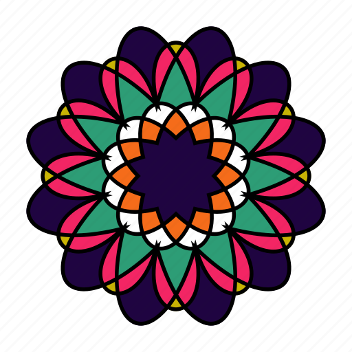 Color, flower, indian, mandala, orient, yoga, zen icon - Download on Iconfinder