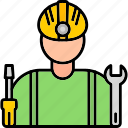 engineer, industry, maintenance, repair, service, technician, worker, icon