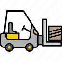 forklift, construction, industrial, logistics, icon