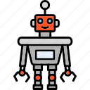 robot, artificial, bot, intelligence, magnifier, worker, icon