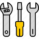 tools, driver, equipment, fix, repair, screwdriver, wrench, icon