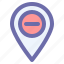 gps, location, map, minus, pin 