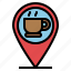 cafe, cup, food, location, lunch, map, restaurant 