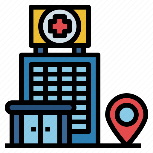 Building, clinic, hospital, location, map, medical, pin icon - Download on Iconfinder