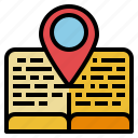 book, education, location, map, pin, reading, study