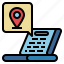 computer, gps, laptop, location, map, online, pin 