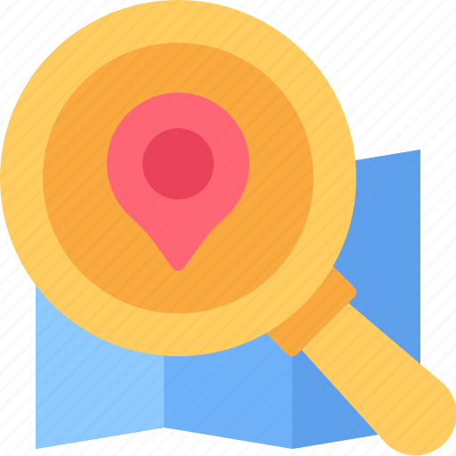 Navigation, magnifying, glass, pin, mark, map icon - Download on Iconfinder