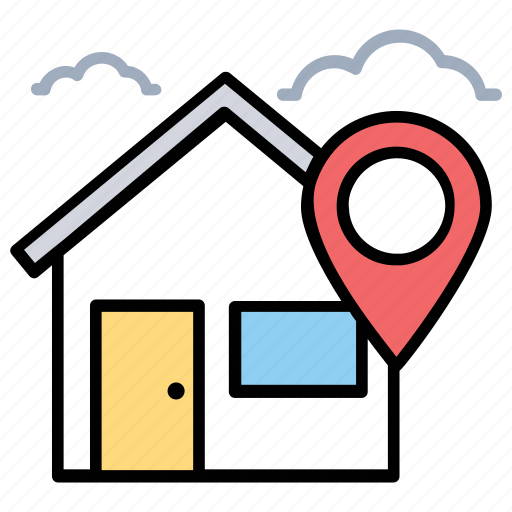Home address finder, home location, housing area, location map pin, residential area icon - Download on Iconfinder