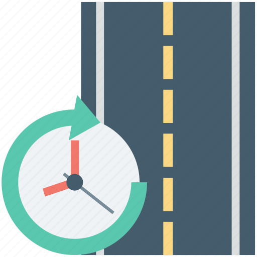 Clock, highway, journey, road, travel time icon - Download on Iconfinder