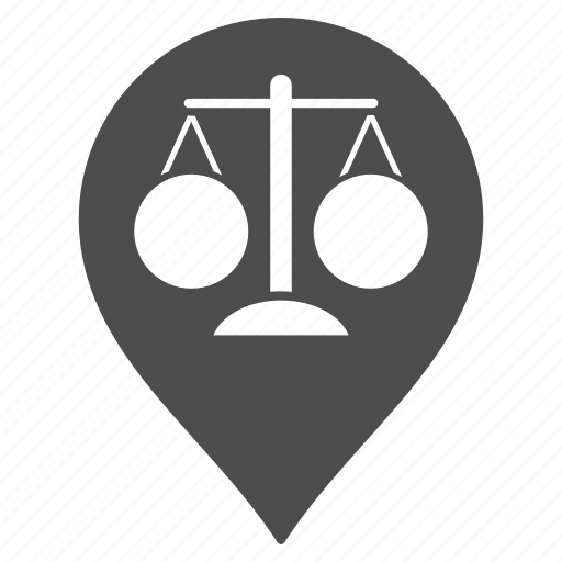 Court location, judge, justice, law balance, map pointer, marker, navigation icon - Download on Iconfinder