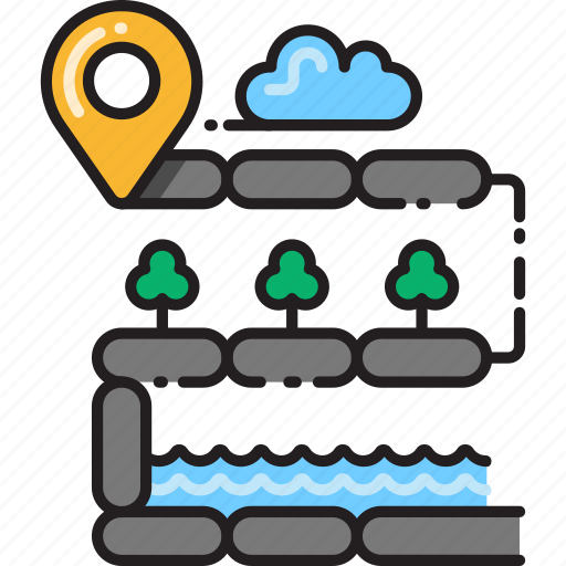 Road, unsealed, direction, gravel, map, marker, navigation icon - Download on Iconfinder