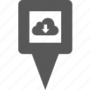 cloud, download, location, marker, pin, place, places