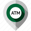 atm card, cash machine, currency value, location pointer, map pin, money exchange, navigation marker