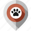 animal print, location pointer, map pin, navigation marker, paw, pet, shop 