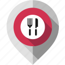 cafe, dinner, fast food, location pointer, map pin, navigation marker, restaurant