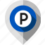 car, location pointer, map pin, navigation marker, parking sign, road, transport 