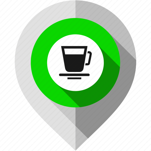 Cafe, coffee break, cup, location pointer, map pin, navigation marker, tea time icon - Download on Iconfinder