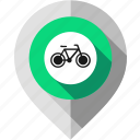 bicycle, bike, cycle, location pointer, map pin, navigation marker, sport