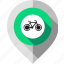 bicycle, bike, cycle, location pointer, map pin, navigation marker, sport 