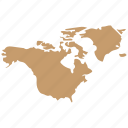 america, continent, map, north